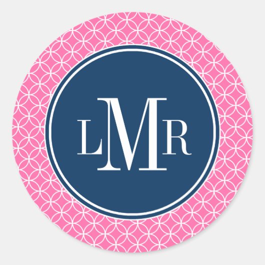 Sticker Rond Monogramme Motif des cercles de treillis (Devant)