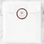 Sticker Rond Monogramme Motif plaqué moderne Maroon rouge Marsa (Sac)
