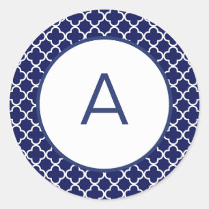 Sticker Rond Monogramme Motif Quatrefoil