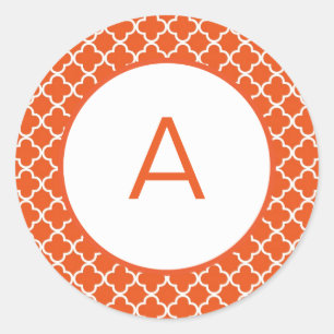 Sticker Rond Monogramme Motif Quatrefoil