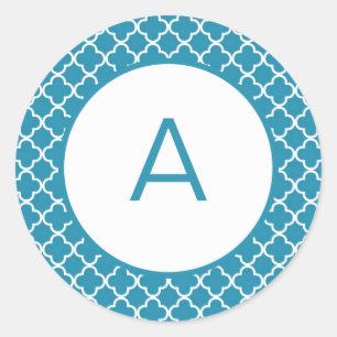 Sticker Rond Monogramme Motif Quatrefoil