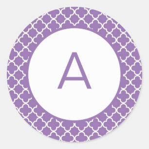 Sticker Rond Monogramme Motif Quatrefoil