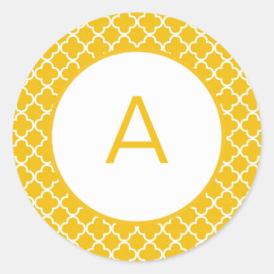 Sticker Rond Monogramme Motif Quatrefoil