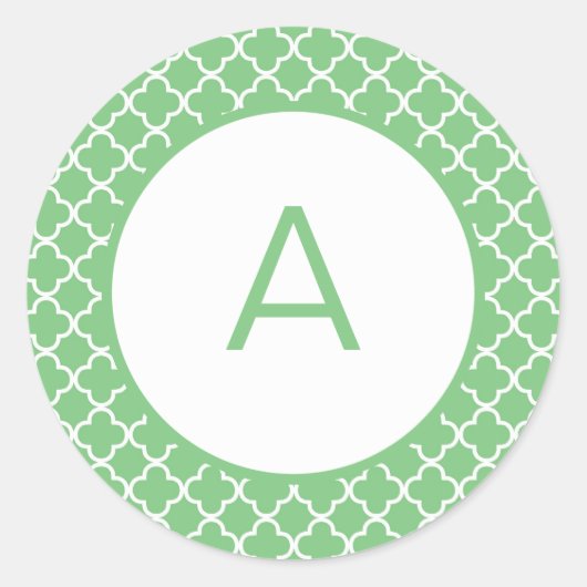 Sticker Rond Monogramme Motif Quatrefoil (Devant)