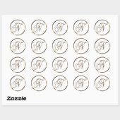 Sticker Rond Monogramme N Faux Bronze (Feuille)