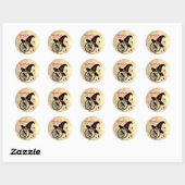 Sticker Rond Monogramme N Halloween Sky Witch Nom des araignées (Feuille)