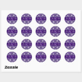 Sticker Rond Monogramme N Purple Mariage damassé Favoriser Stic (Feuille)