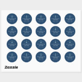 Sticker Rond Monogramme nautique Mariage bleu (Feuille)