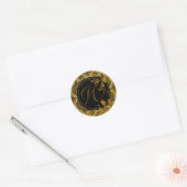 Sticker Rond Monogramme néopolitain Damask "W" (céleri/moutarde (Enveloppe)