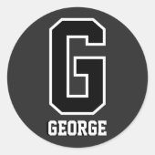 Sticker Rond Monogramme noir blanc | Bold Modern Sporty (Devant)