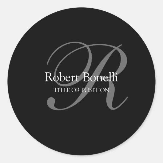 Sticker Rond Monogramme noir blanc gris (Devant)