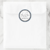 Sticker Rond Monogramme noir bleu marine R Merci Mariage (Sac)