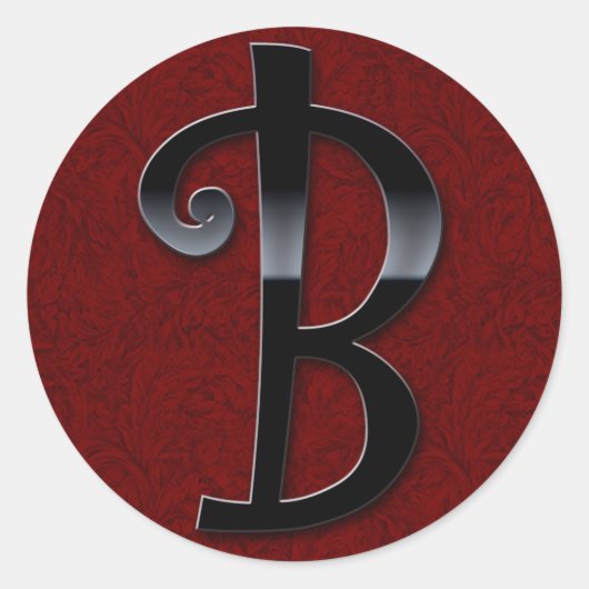 Sticker Rond Monogramme noir brillant - B (Devant)