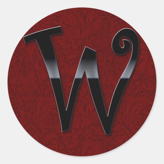 Sticker Rond Monogramme noir brillant - W (Devant)