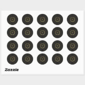 Sticker Rond Monogramme noir Chalkboard or Fusion simple modern (Feuille)