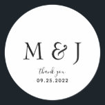 Sticker Rond Monogramme noir classique simple<br><div class="desc">Sticker classique noir blanc monogramme classique rond</div>