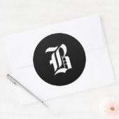 Sticker Rond Monogramme noir et blanc initial B (Enveloppe)