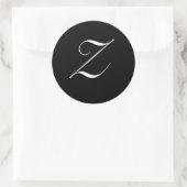 Sticker Rond Monogramme noir et blanc Sceau initial "Z" (Sac)