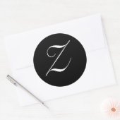 Sticker Rond Monogramme noir et blanc Sceau initial "Z" (Enveloppe)