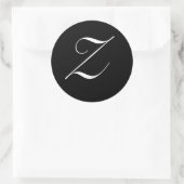 Sticker Rond Monogramme noir et blanc Sceau initial "Z" (Sac)