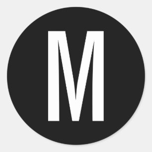 Sticker Rond Monogramme noir et blanc simple