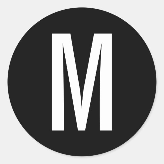 Sticker Rond Monogramme noir et blanc simple (Devant)