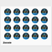 Sticker Rond MONOGRAMME NOIR ET BLEU, Topaz Jaune (Feuille)