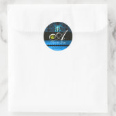 Sticker Rond MONOGRAMME NOIR ET BLEU, Topaz Jaune (Sac)