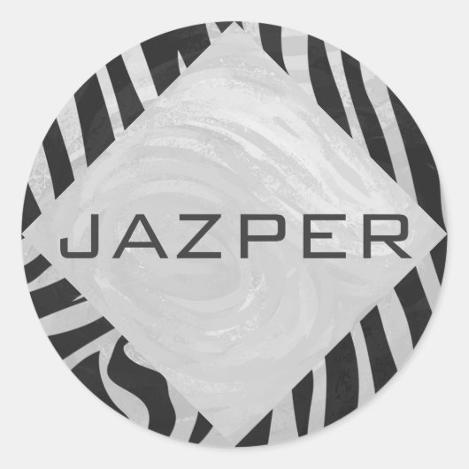 Sticker Rond Monogramme noir et gris clair Zebra (Devant)
