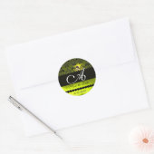 STICKER ROND MONOGRAMME NOIR ET JAUNE DE DOMMASQUE DE TOPAZ, (Enveloppe)