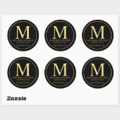 Sticker Rond Monogramme noir et or Elegant Business (Feuille)