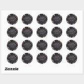 Sticker Rond Monogramme noir et rose Zebra (Feuille)