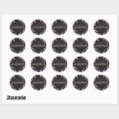 Sticker Rond Monogramme noir et rose Zebra (Feuille)