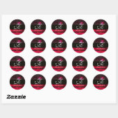 Sticker Rond MONOGRAMME NOIR ET ROUGE RUBY, bordeaux (Feuille)