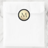 Sticker Rond Monogramme noir feuille d'or (Sac)