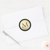 Sticker Rond Monogramme noir feuille d'or (Enveloppe)