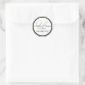 Sticker Rond Monogramme noir ivoire U Mariage Merci (Sac)