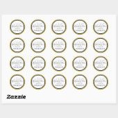 Sticker Rond Monogramme noir jaune M Merci Mariage (Feuille)