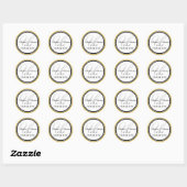 Sticker Rond Monogramme noir jaune U Merci Mariage (Feuille)