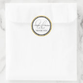 Sticker Rond Monogramme noir jaune U Merci Mariage (Sac)