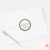 Sticker Rond Monogramme noir jaune U Merci Mariage (Enveloppe)