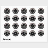 Sticker Rond Monogramme noir léopard argent parties scintillant (Feuille)
