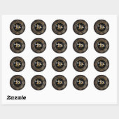 Sticker Rond Monogramme noir | Mandala Wedding Favor (Feuille)