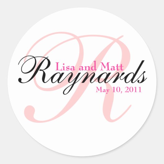 Sticker Rond Monogramme noir rose (Devant)