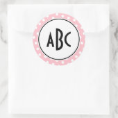 Sticker Rond Monogramme noir rose et blanc Pois (Sac)