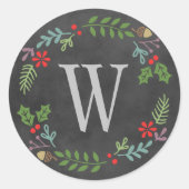 Sticker Rond Monogramme noir rustique Monogramme Vacances Wreat (Devant)