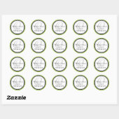 Sticker Rond Monogramme noir vert cime O Merci Mariage (Feuille)