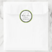 Sticker Rond Monogramme noir vert cime O Merci Mariage (Sac)