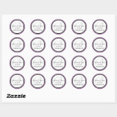 Sticker Rond Monogramme noir violet B Merci Mariage (Feuille)