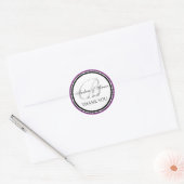 Sticker Rond Monogramme noir violet B Merci Mariage (Enveloppe)